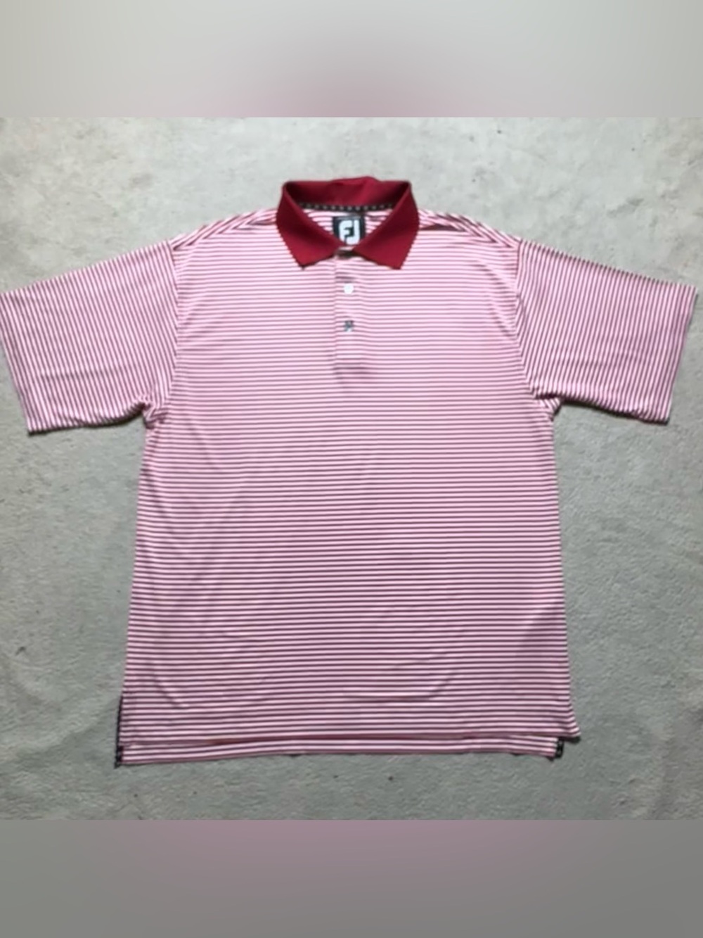 FootJoy Shirt Mens Medium Red White Striped ProDry Lisle Polo Short Sleeve Golf